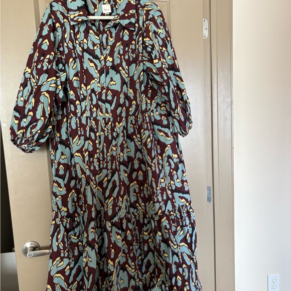 Maeve Brown and Blue Abstract Midi Dress - Picture 5 of 5